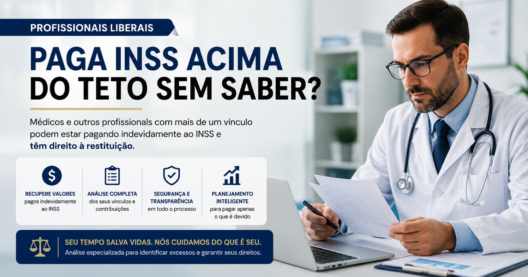 Profissionais liberais e médicos podem recuperar valores pagos indevidamente ao INSS por excesso de contribuição previdenciária